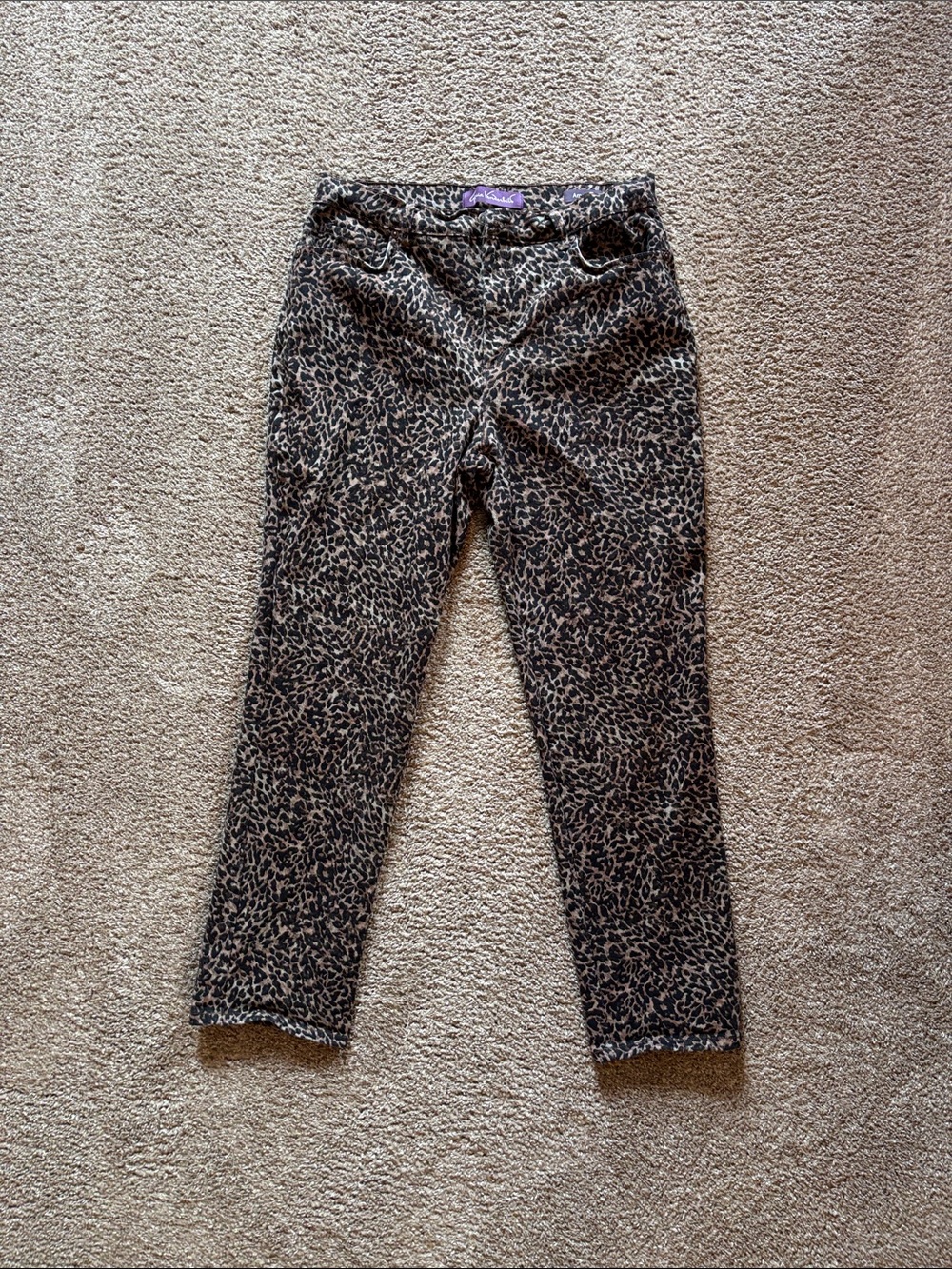 Women’s Leopard Print Slim Jeans - Brown/Black